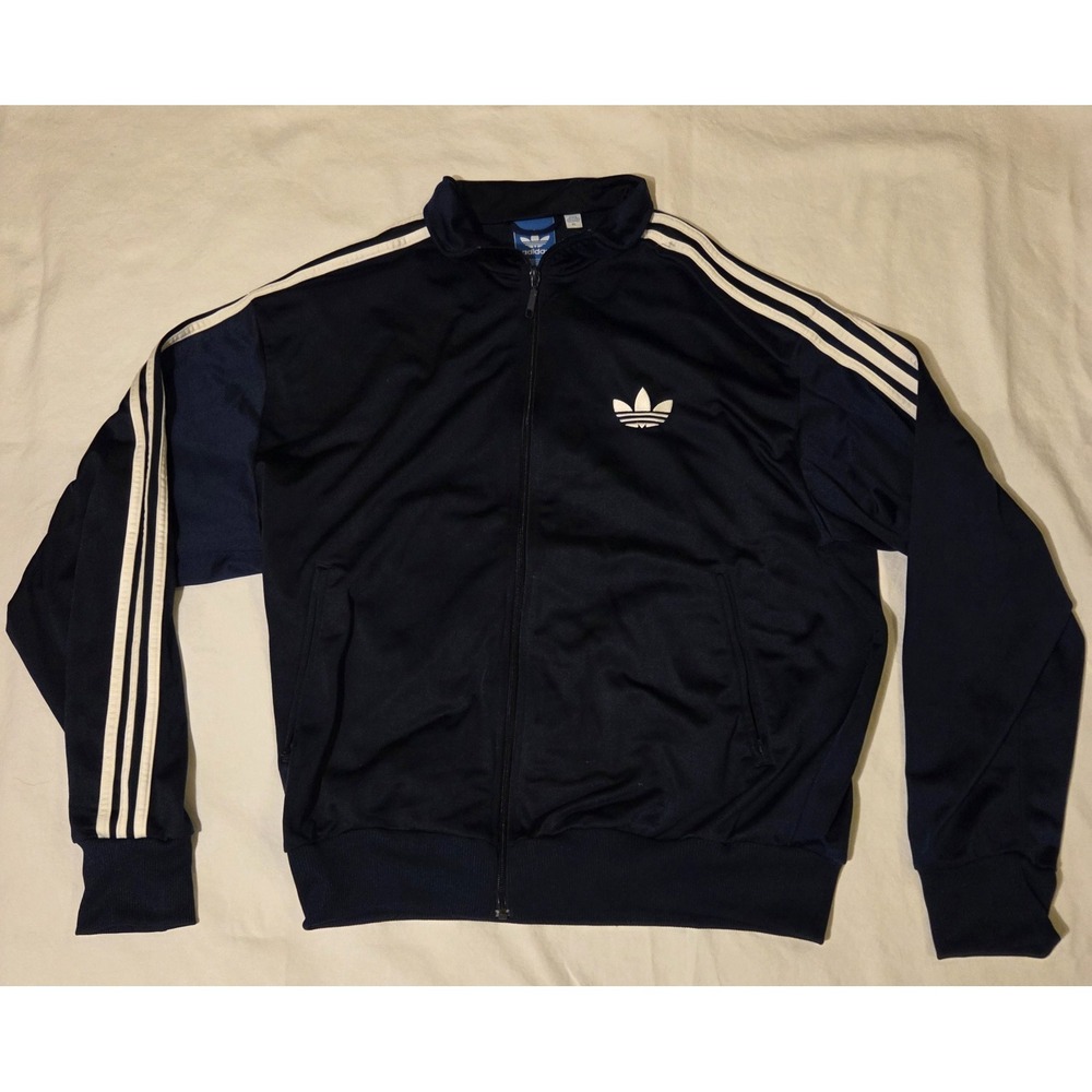Adidas Originals Trefoil Track Jacket Navy White 3 Stripe Full Zip Men's XL